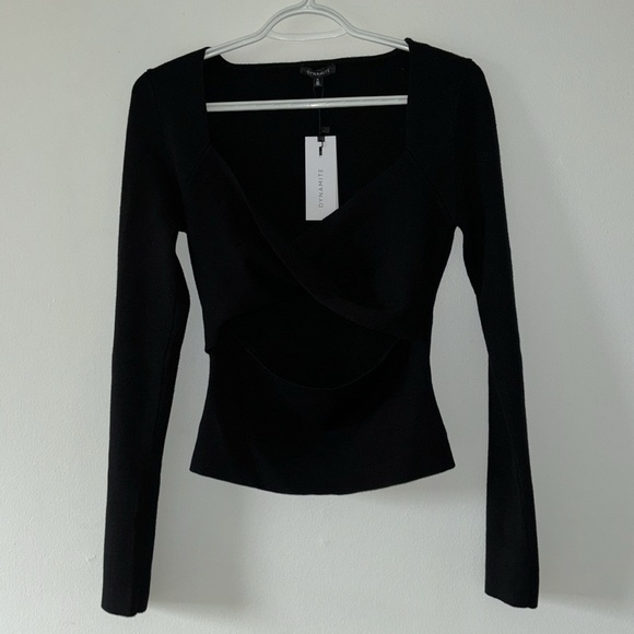 Dynamite Twist Front Sweater Black - Picture 3 of 5
